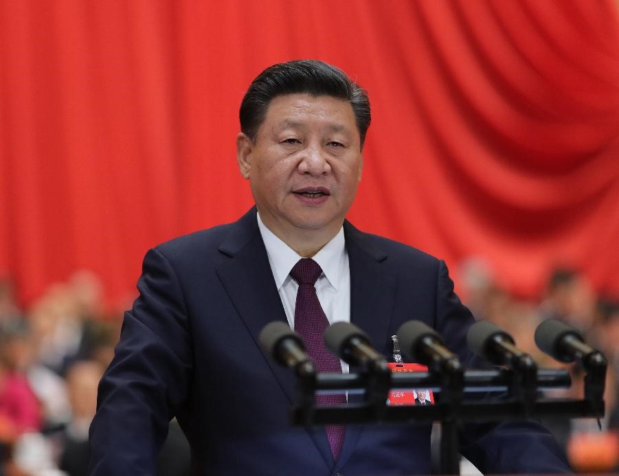 10月18日，習(xí)近平在中國(guó)共產(chǎn)黨第十九次全國(guó)代表大會(huì)上作報(bào)告。